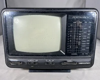 MEMOREX Vintage Portavision 5” PORTABLE B&W TV  Home Auto Radio Shack Tested • $19.99