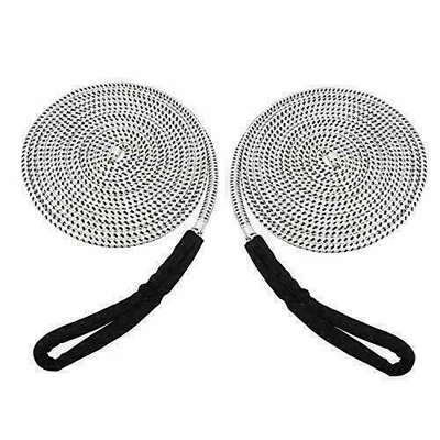 $19.99 • Buy 2pcs 1/2  X 25' Double Braid Nylon Dock Line Boat Mooring Rope With Chafe Guard