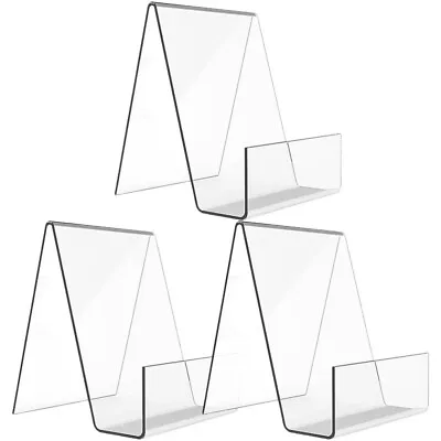 3 Pcs Clear Book Display Stand Small Business Transparent Magazine Rack • £8.99