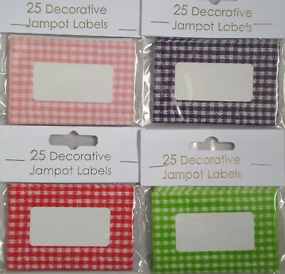 £3.49 • Buy 25x GINGHAM Preserving Labels For Jam Jar Pot Preserves Chutney Pickle Stickers 