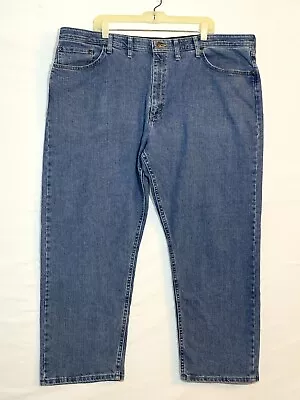 Wrangler Jeans Mens 44x29 Comfort Waist Flex Stretch Blue Denim Pants • $17.46