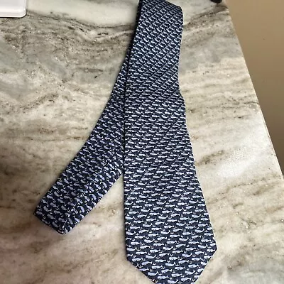 Vineyard Vines Silk Necktie - Light Blue/ Navy  Mens  - Whale Tie (MSRP: $85) • $21.99