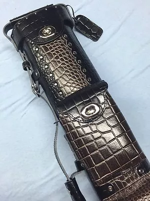 Vincitore Genuine Embossed Croc Leather Black Brown Combo 3 Butt 5 Shaft 3X5 • $258.88