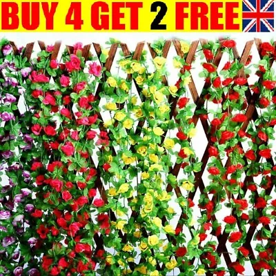 40 Heads 7 Feet String Fake Artificial Flowers Vine Ivy Leaf Garland Home Decor • £2.99