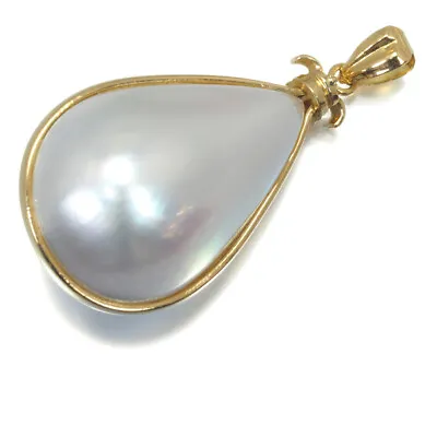 Mabe Pearl 14.5mm Teardrop Pendant 18K 750 Yellow Gold • $318.04