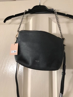 $150 • Buy OROTON – Brand New, Elegant Charcoal Leather Crossbody Bag 