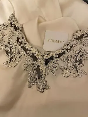 La Perla Maison M Silk Negligee Nightgown Frastaglio Embroidery Ivory • $617.49