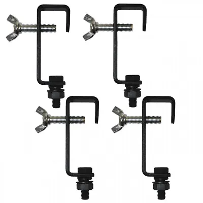 4 X Black 25mm Hook G Clamp Lighting Stand Fits Equinox DJ Booth Micron Gorilla • £16.99