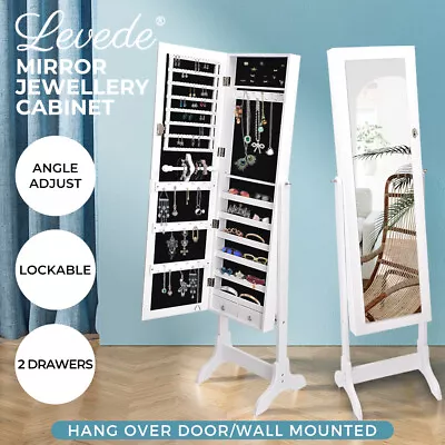 Levede Mirror Jewellery Cabinet Makeup Storage Jewelry Organiser Box Standing • $139.99