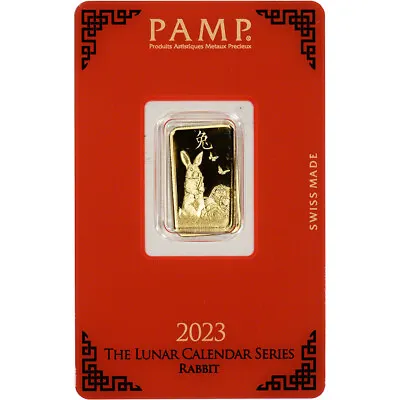 5 Gram Gold Bar - PAMP Suisse - Lunar Year Of The Rabbit - 999.9 Fine In Assay • $406.36