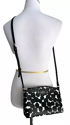 Kate Spade Leather Crossbody Bag Millie Grove Street Black Cream Splodge Dot Bag • $50