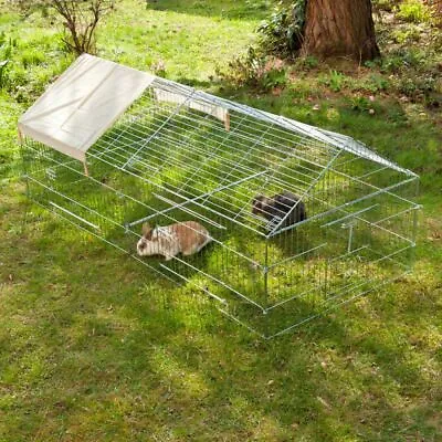 £135.99 • Buy Metal Run Pitched Roof Large Rabbits Guinea Pigs Chickens Sun Shield Quality
