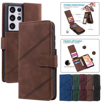 $15.99 • Buy For Samsung S21 Ultra S20 FE S10 S9 S8 Plus Case Leather Wallet Card Flip Cover