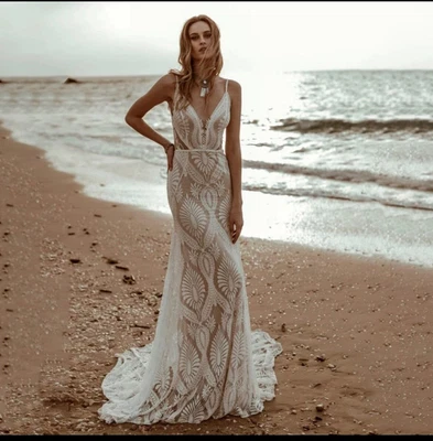 $400 • Buy Women's Boho Lace Wedding Dress Size 10-12 Mermaid, Brand New