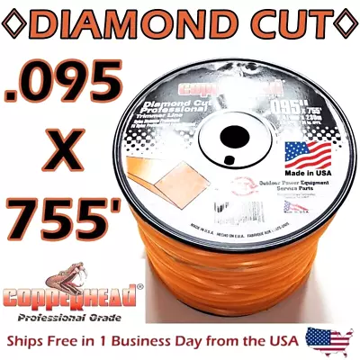 COPPERHEAD DIAMOND CUT Orange Trimmer Line .095 X 755ft 3lb. Spool -MAXPOWER PRO • $44.95