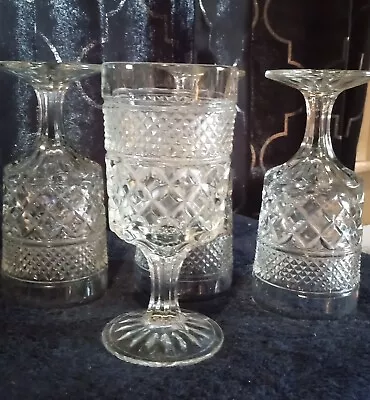 Vintage Anchor Hocking Wexford Crystal Pattern Water Goblet Set Of 4 • $100