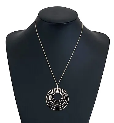 925 Sterling Silver Gilt Veronese QVC Textured Circles Pendant Necklace • $49.72