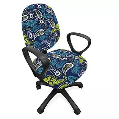  Paisley Office Chair Slipcover Ethnic Medium Size - 2 Pieces Lime Green • $31.71