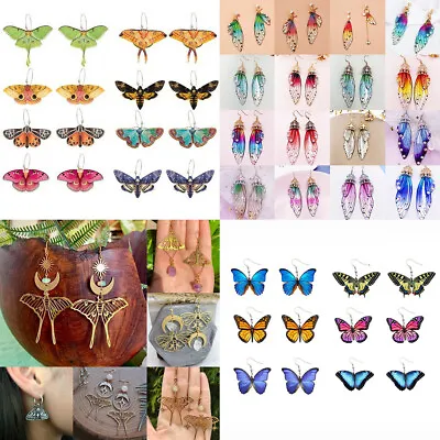 Women Butterfly Ear Moth Wings Earrings Hoop Drop Dangle Wedding Girls Jewelry • $2.38