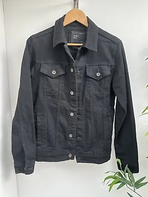 ZARA Man Dark Wash Black Denim Jacket Slim Fit Size Small S Cotton Jeans Jacket • £10.99