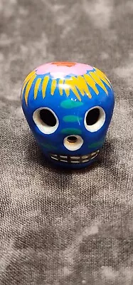 Small Mexican Day Of The Dead Hand Painted Ceramic Skull Colorful Made In Mexico • $11.07