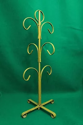 Vintage MCM Coffee Mug Tree Rack Stand Green 14.5” Holds 6 Cups • $14.95