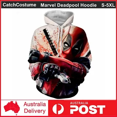 Marvel Deadpool Hoodie 3D Printed Sweatshirt Pullover Cosplay Coat Jacket Unisex • £21.68