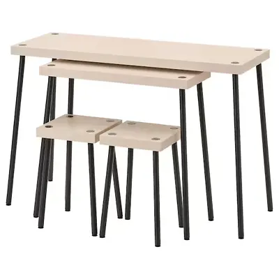 Ikea FRIDNÄS Nesting Tables With Stools Set Of 4 Black/birch Effect BRAND NEW • $50