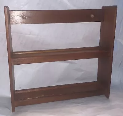 Vintage Spice Rack Wood Wall Rack 2 Tier Holds 12 Glass Bottles Or Knickknacks • $14.95