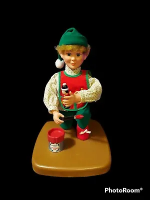Rennoc Vintage Motionette Santas Elf Christmas Toy Maker Works Great! 11wx16h • $76.99