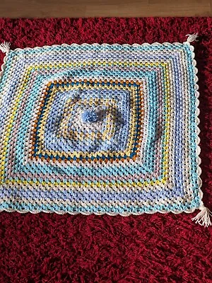 Small Hand Knitted Blanket For Baby Cot/pram • £4