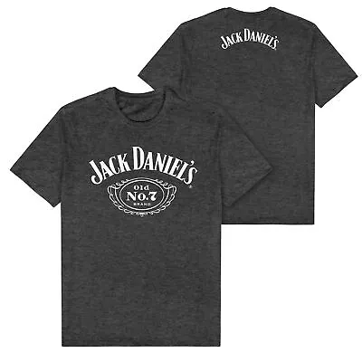 Jack Daniels Cartouche Logo Charcoal Marle Tee T-Shirt Easter Gifts • $24.95
