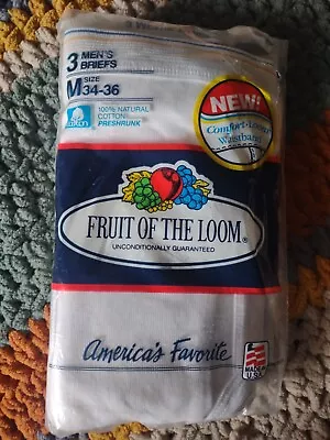 Fruit Of The Loom Briefs Mens  M 34-36 Made In USA NOS 3-Pack Vintage FOTL 1992 • $34