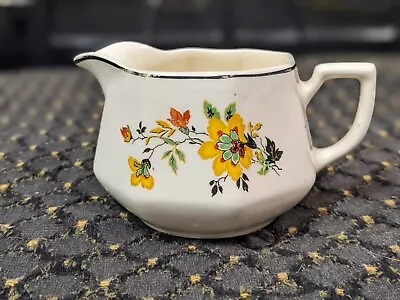 Vintage 1934 Homer Laughlin Yellowstone Medieval Rose  Creamer Black Trim • $12