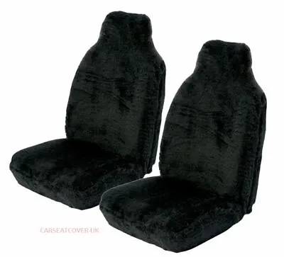 MG Plain Black Faux Fur Car Seat Covers Front Pair MGB MGF TF XS ZR ZT ZS 3 • $64.64