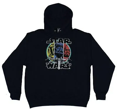 Star Wars Mens Hoodie Sweatshirt - Primary Color Villains Circle Over X-Wing • $30.97