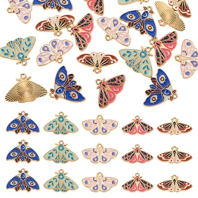 20Pcs Alloy Enamel Pendants Moth Butterfly Charms Jewelry Making 15~21.5x28mm • $10.19
