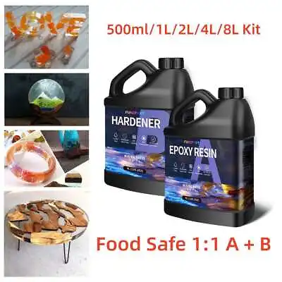 Epoxy Resin Kit 1:1 Crystal Clear Fast Cure - 500ml 1L 2L 4L 8L Mould Art Craft • $20.88