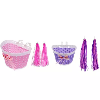 Children Girls Bike Retro Tassels Streamers + Front Handlebar Basket Pink/Purple • $13.64