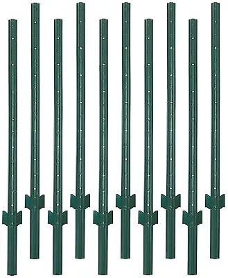 Gtongoko 6 Feet Dy Duty Metal Fence Post Pack Of 10 U Post For Fencing Green • $121.87