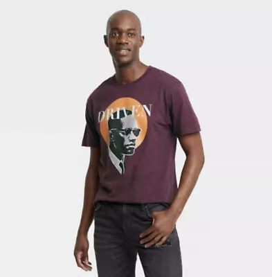 Black History Month “DRIVEN” Malcolm Men's Graphic T Shirt-Size 2XL-Color Plum • $20.47