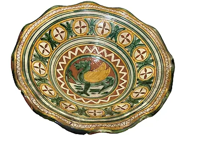 Italian Faience Centerpiece Bowl Signed Made In Italy Assisi Majolica Pottery • $185