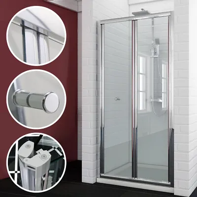 Bi Fold Shower Door Enclosure Walk In Cubicle Saety Glass Wet Room Screen Panel • £130.99