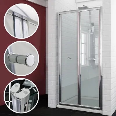 Bi Fold Shower Enclosure Door Bathroom Wet Room Glass Cubicle Screen 700-1000mm • £129.99