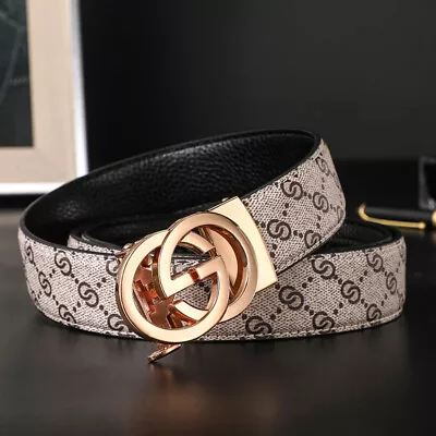 Luxury Designer Genuine Leather G Belt Men Women Buckle Waist Strap For Jeans • $24.98