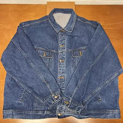 Vintage Wrangler Jacket Mens 3XL Blue Trucker Jean Denim Made In USA • $49.95