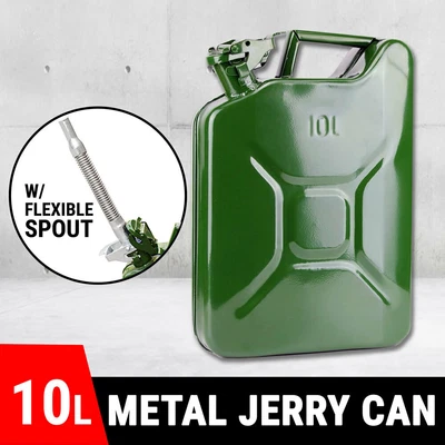 $25.56 • Buy 10L Metal Jerry Can W/ Detachable Flexible Pour Spout Fuel Petrol Storage Pourer
