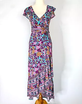 $85 • Buy ARNHEM 'Spanish Rose' Bright Floral Wrap Dress Sz 6 | Ex Cond
