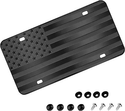 American Flag License Plate Black Front Flag License Plates With 4 HolesCustom • $21.23