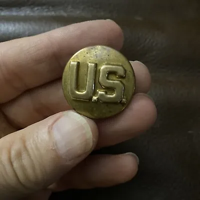 WWII Round Solid Brass Metal US Insignia Military Army Button Pin • $10
